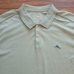 Tommy Bahama Polo Mens Extra Large Green Golf Casual‎ Cotton Polyester Blend